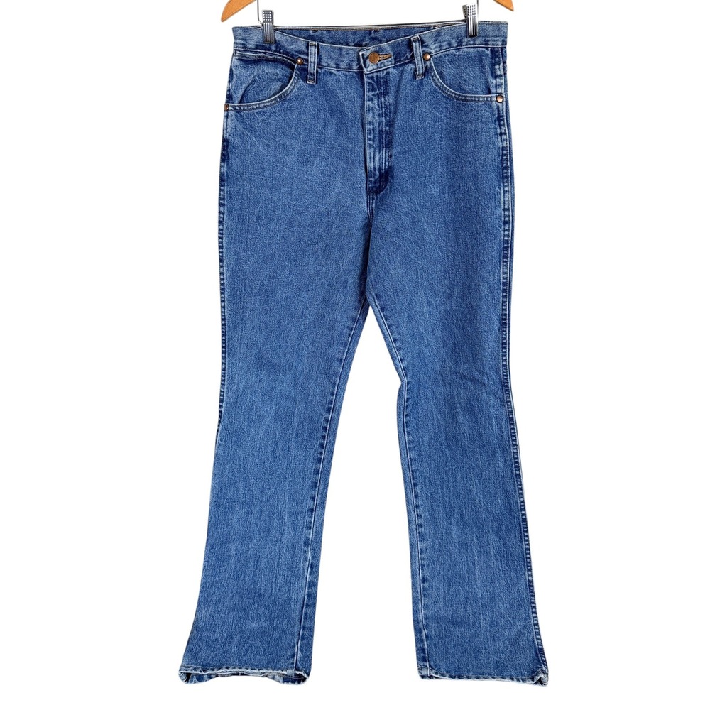 Wrangler Cowboy Cut Slim Fit Jeans Mens 34x36 Blue Straight Leg 936GBK Denim